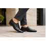 Pantofi barbati negri din piele naturala fara siret cu varf lacuit 818MODN